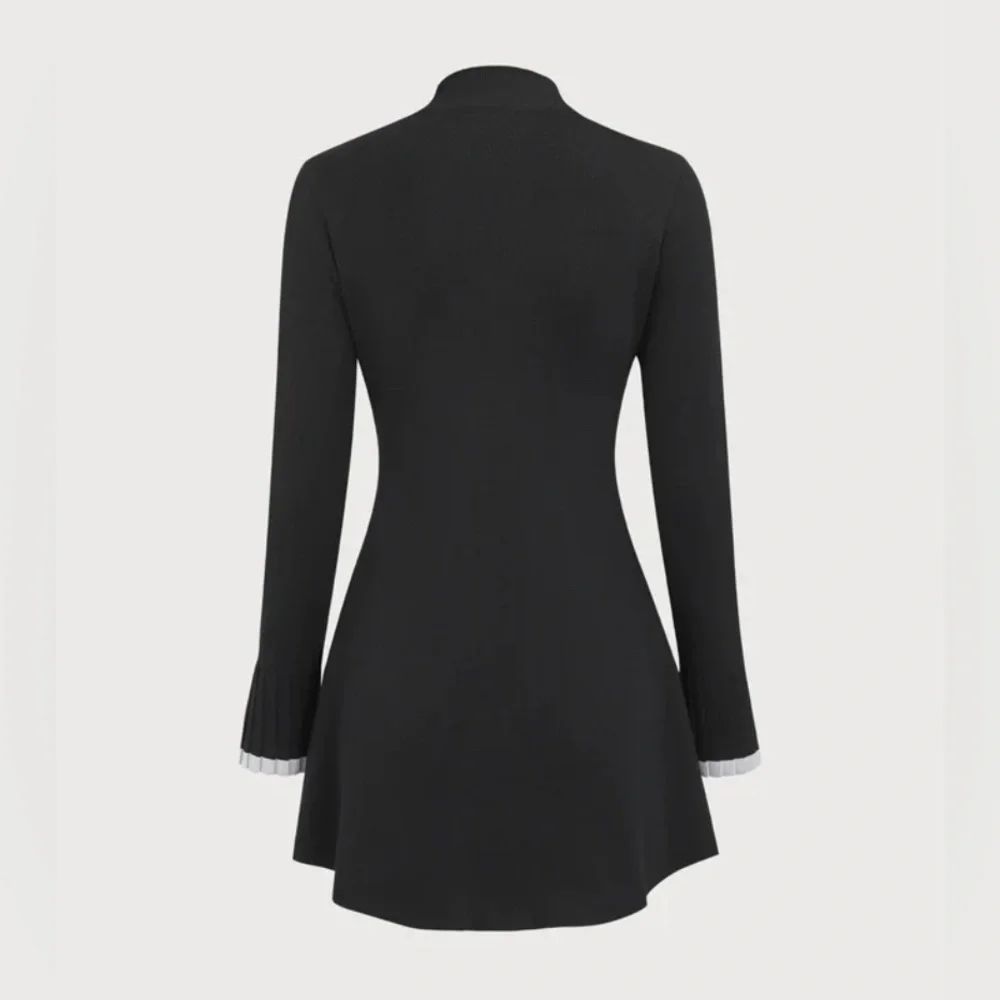 NWT RIHOAS Black Contrasting Long Sleeve Sweater Mini Dress - Picture 7 of 9